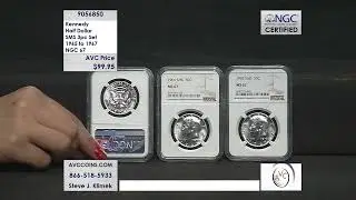 Kennedy Half Dollar SMS 3pc Set 1965 to 1967 NGC 67