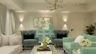 A Refined Residential Villa | Turquoise Accents in a Contemporary Interior | 3D Walkthrough 