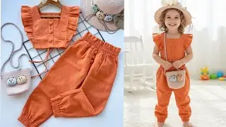 4 to 5 Baby Girl Outfit Stitching Tutorial | Ruffled Top & Elastic Pants Cutting and Stitching 