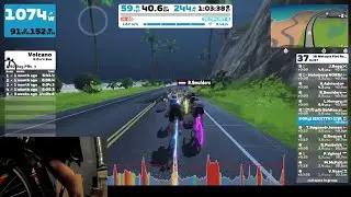 Zwift Stage 2 Watopia Flat  learning how to race Ep10 , Full send  at the end.