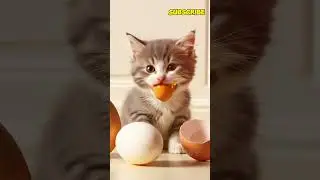 Ginger Kitten's Adorable Obsession with Fried Eggs #cat #catlovers #shorts