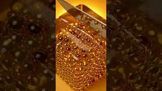 Golden Orbeez Cube ✨ Slime Cutting ASMR #GoldenSlime #orbeez  #Satisfying #asmr #glossyslime #viral