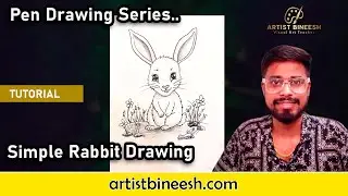Simple Rabbit Drawing | pen drawing series | Artist Bineesh | online art class