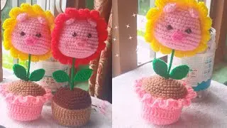 Learn how to crochet Pig Flower Pot in easy way.