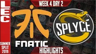FNC vs SPY Highlights | LEC Summer 2019 Week 4 Day 2 | Fnatic vs Splyce