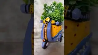 turn an old cup into a scooter planter #wastematerial #diy #withclay #scooterplanter #like 🌸💕✨🦋👍🧿