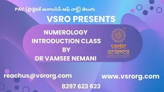 Numerology Introduction Class in Telugu by Dr. Vamsee Nemani | VSRO