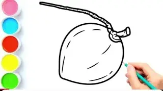 Coconut drawing painting and colouring for kids and Toddler||