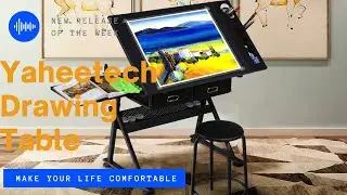 Yaheetech Wooden Drafting Table w/ Side Tabletop #drawingtable