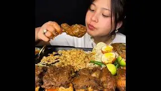 ASMR: EATING SPICY CHICKEN CURRY🔥 BASMATI RICE || #shorts #mukbangn#asmreating #mukbangasmr #asmr