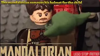 The mandalorian removes his helmet for the child scene LEGO stop motion (spoilers)