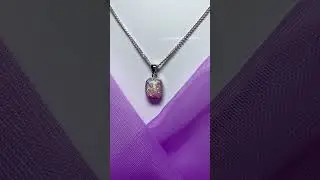 Pink opal necklace square sterling silver and cubic zirconia pendant