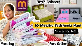 10 Affordable Meesho Pure Cotton Besheets haul Starts Rs.162 #meeshodecor #meeshobedsheets