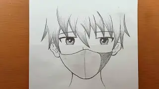Desenho de anime lápis fácil | como desenhar menino de anime usando uma máscara | Easy anime drawing