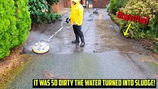 Cleaning A HORRIFIC Amount Of FILTH OFF Driveway! Pressure Washing Asphalt #satisfying