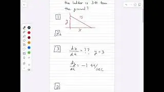 Related Rate problem: sliding ladder (Calculus 1)