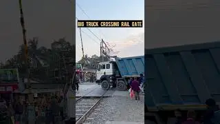 Big Truck Crossings Level Crossing Gate 🔥 #railway #train #railgate #shorts #viral #trending #video