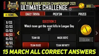 15 March All Answers Ultimate Challenge||Free Fire Day 4 eSports Ultimate Challenge|Daily Trivia