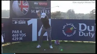 Tommy Fleetwood golf swing - long Iron (face-on), Sky Sports British Masters, October 2018.