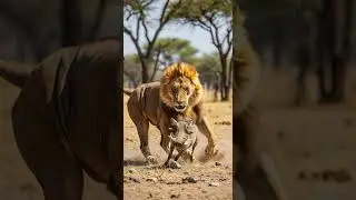 😑🦁 funny moment 😁😁 epic showdown in the wild #wildlife #funnyanimals #nature