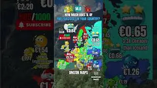 Cost of Fuel/Gas in Your Country ⛽️ #shorts #mapping #money #europe