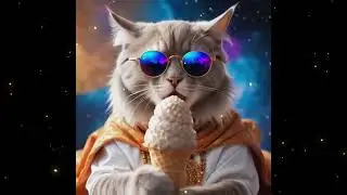 Cool Cat Enjoying Ice Cream 😎🍦Happy Chill & Positive Vibes
