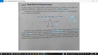 Ring opening polymerisation
