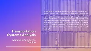 TRANSPORTATION SYSTEMS ANALYSIS
