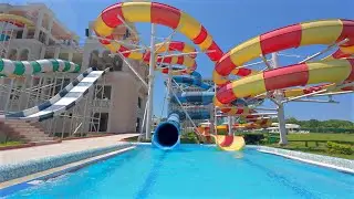 Typhoon Tunnel Water Slide at Sunset Aquapark Pomorie 🇧🇬