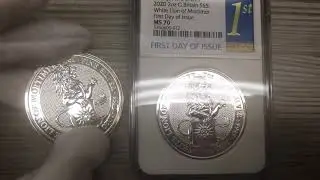 2020 Queen's Beasts | White Lion of Mortimer 2 oz Silver Coin
