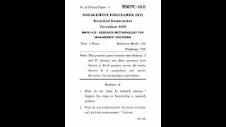 MMPC-015 Dec 2023 | IGNOU Previous Year Question Paper