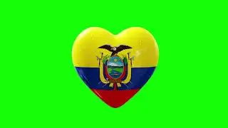 Ecuador Flag 3D Heart Animation on Green Screen Background | 4K | FREE TO USE