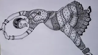 DIY freehand drawing/mandala art inspired by Indian traditional dance /used basic mandala patterns