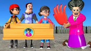 Scary Teacher 3D Hello Neighbor Troll Miss T Who Faster Hands Game Wood Door vs Nick and Tani.