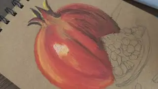 Dixikartistic studiois live Pomegranate#quickart #live#oilpastels #brustro #youtuber #youtubevideo 