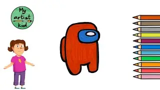 How to Draw Among Us Character Crewmate - Easy drawing, painting and coloring for kids