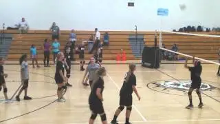 Burns Middle school volleyball warm up before win over Randall middle 4-13-16