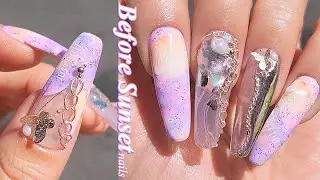 💜Nike Before Sunset Butterfly Nails (с участием кота Саронга 😻 ) / Polygel Extension / Nail ASMR
