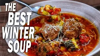 The BEST Winter Soup I've Ever Made - Meatball Minestrone Soup