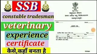 SSB constable veterinary experience certificate kaise banawye//veterinary experience certificate