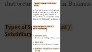 Explain Special  Journal | Class 11|what is Subsidiary Books
