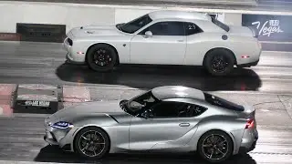 Hellcat vs Supra- Domestic vs Import Drag Racing