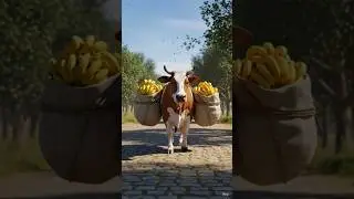 Beautiful story of hardworking cow and monkey #shorts #animals #trendingshorts #ytshorts #viral #ai
