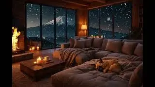 Ambiance chill ❄️ Feu de cheminée, neige & Mont Fuji (Relax)🎌