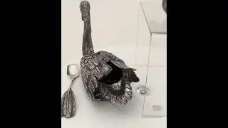 19th Century German silver salts in the shape of swans