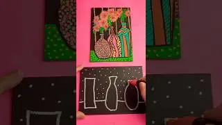 Art class: How to to create more cute vases on small canvases. #flowercraft #paintyourownpottery