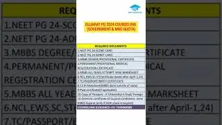GUJARAT NEET PG 2024 |REQUIRED DOCUMENTS