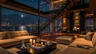 Midnight Paris Apartment 🌙 Cozy Winter Jazz Piano 🕯️ Warm Fireplace Ambience