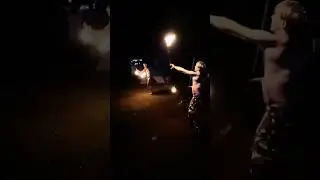 FIRE STAFF SPINNING AND FIRE POI DUO. #detroitmusic #dj #edmmusic #firepoi #firestaff #michigan