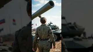 Russian Female Soldier with Battle Tank#shorts #ai #military #war